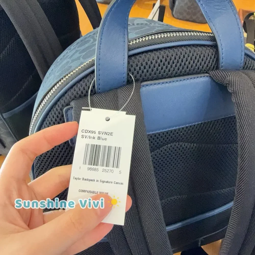 NWT Coach Taylor Backpack In Signature Canvas Signature CDX95 SV/Ink Blue